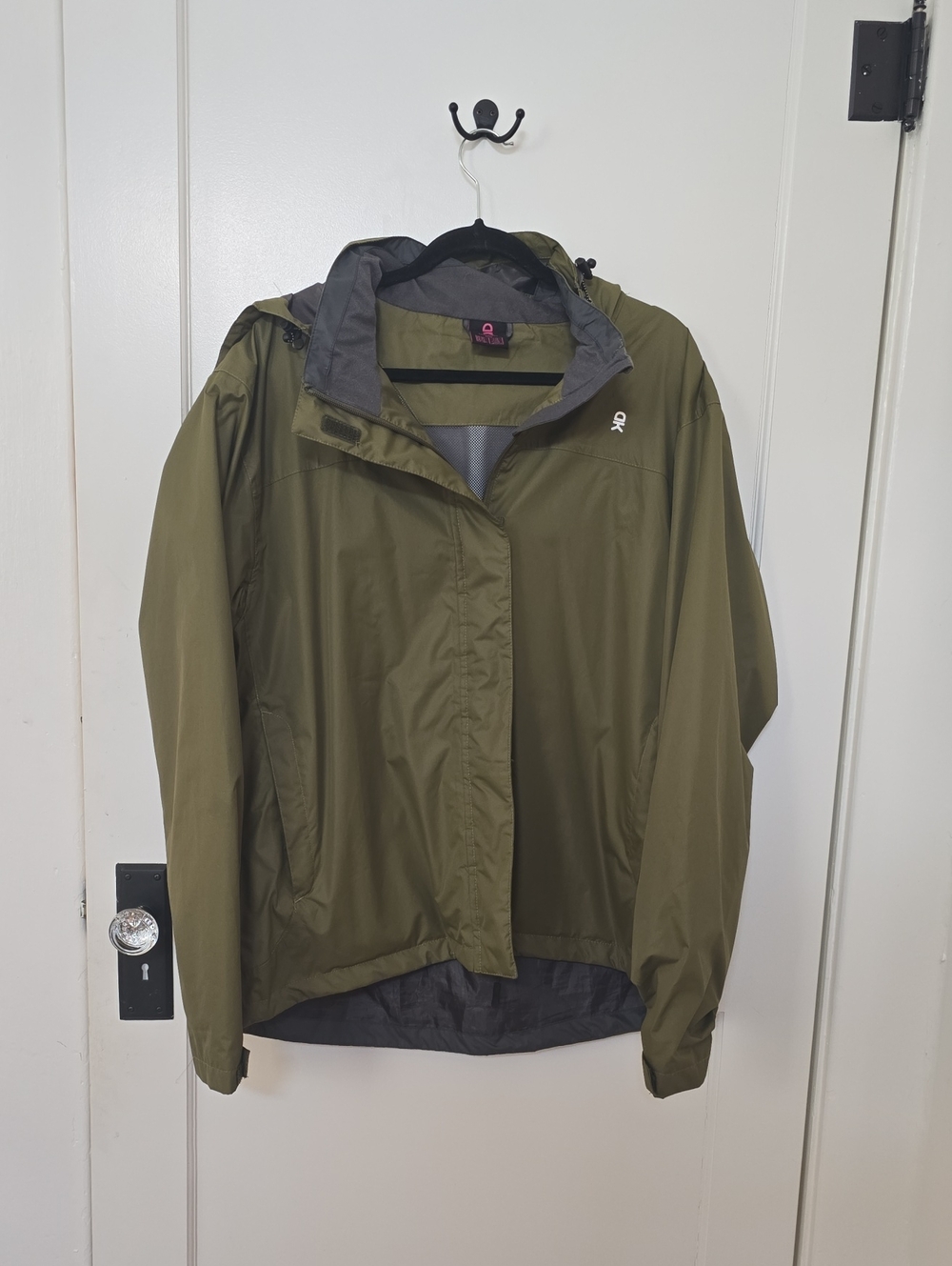 Men's Olive Hooded Raincoat with Contrast Lining